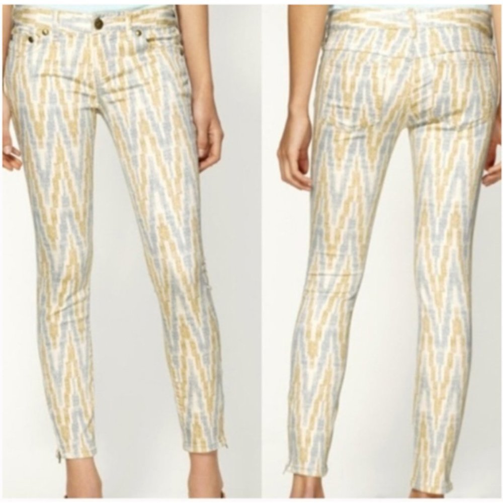 FREE PEOPLE Low Rise Skinny Zig-Zag Zip/Split Ankle Crop Jeans